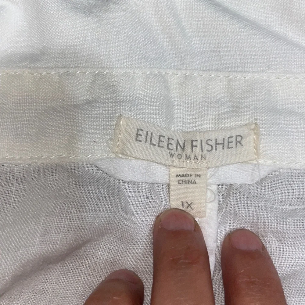 Eileen Fisher Organic Linen Short Sleeve Jacket Oversized‎ Lagenlook White 1X